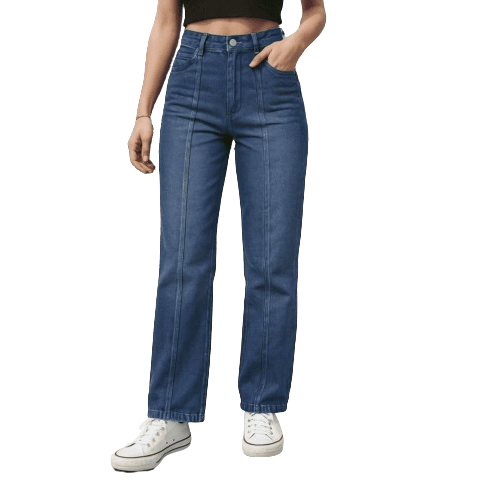 Bewakoof Women's Blue Washed Straight Fit Jeans