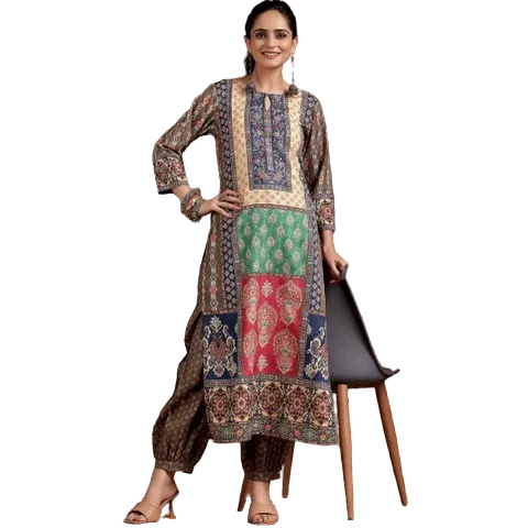 Gerua Multi Printed Crepe Straight Kurta